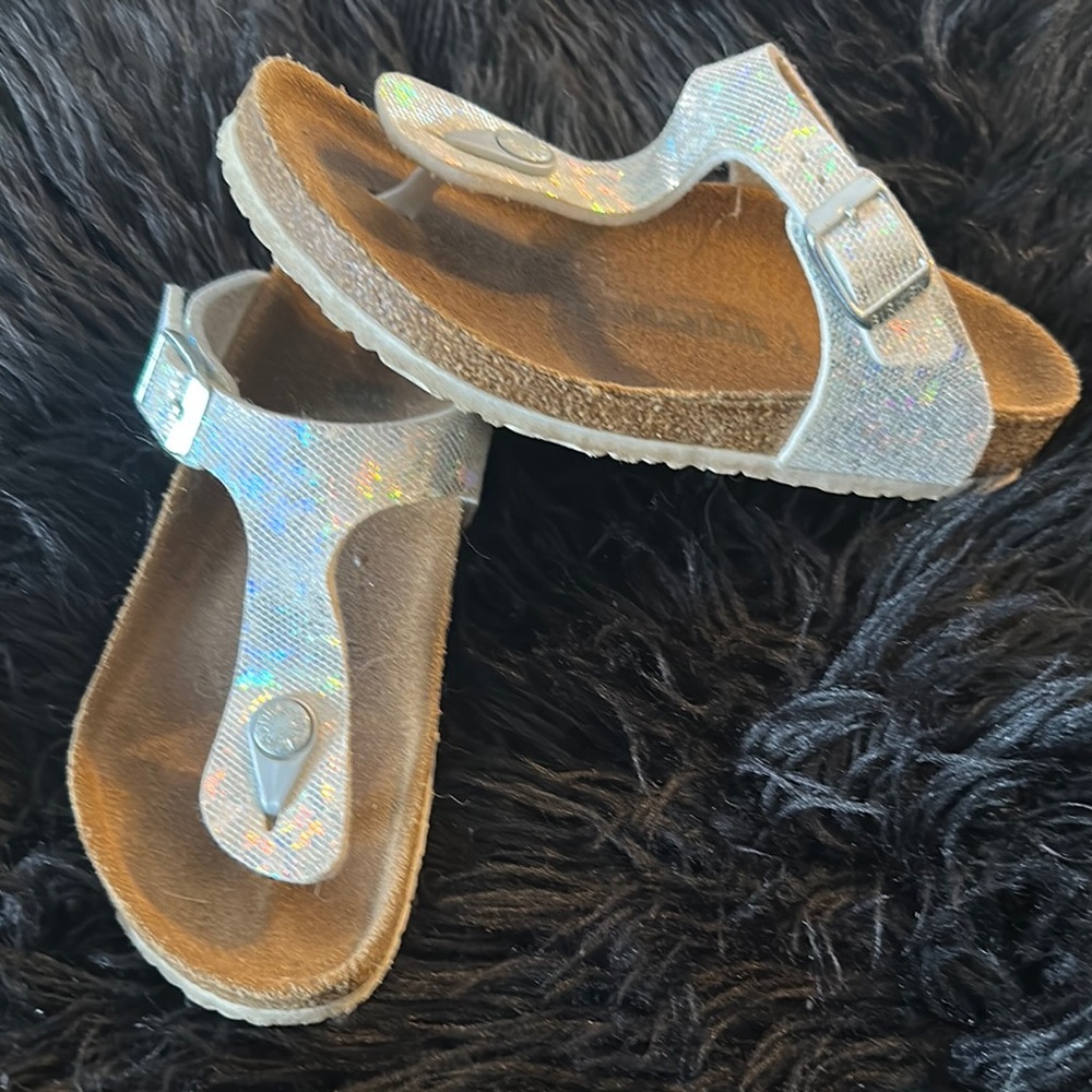 Birkenstock girls Silver Glitter Sandals